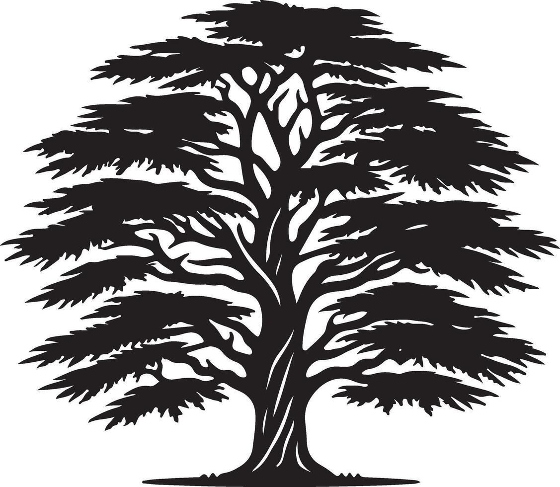 The black and white illustration of a tree vector