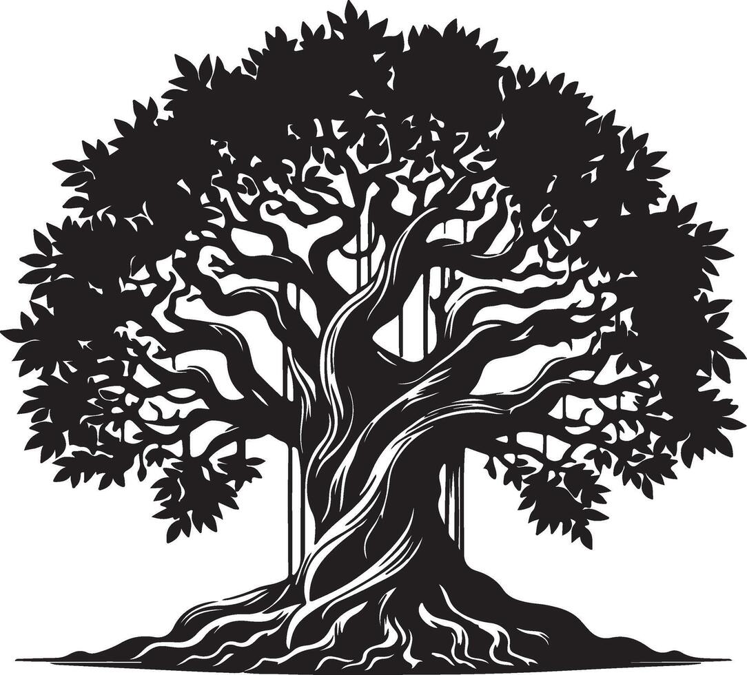 an illustration of an old oak tree vector