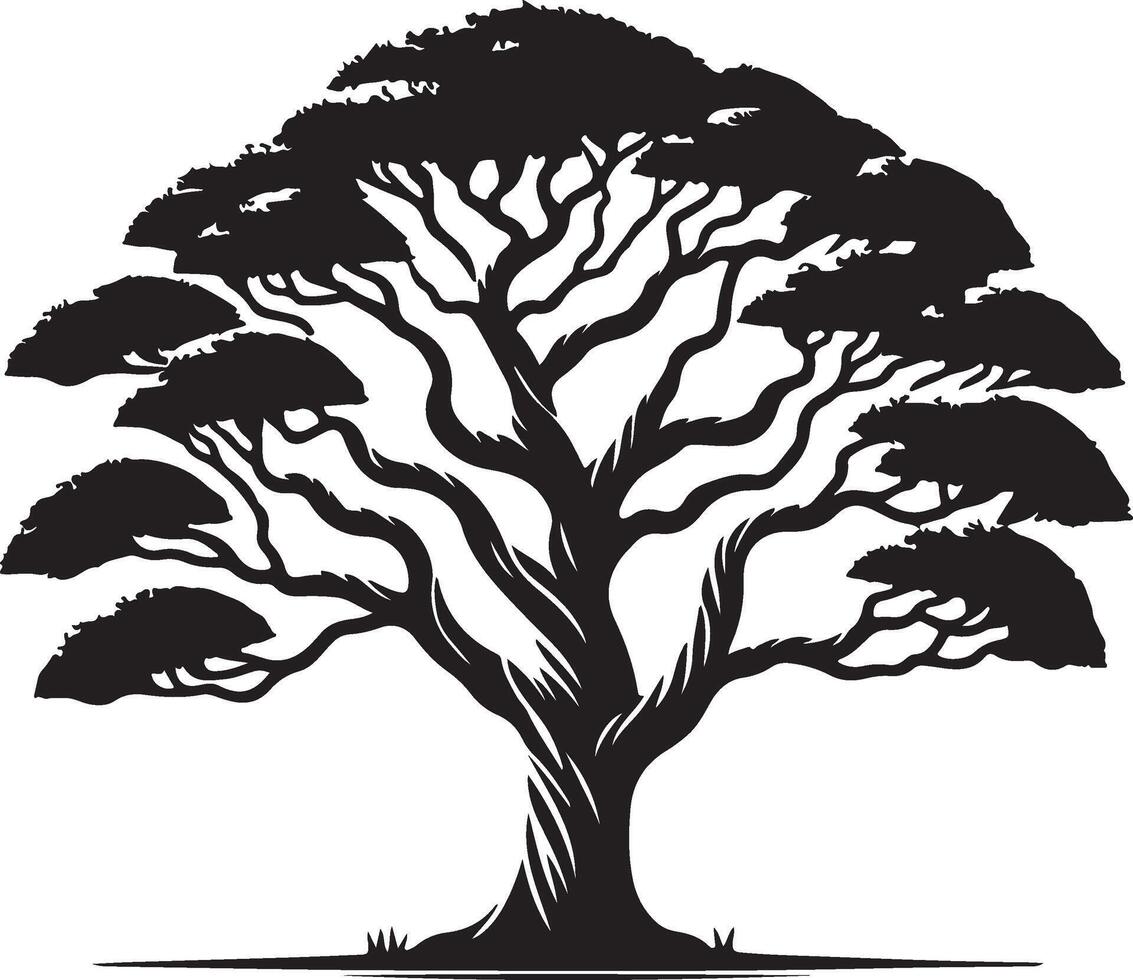The black and white silhouette of a tree illustration vector