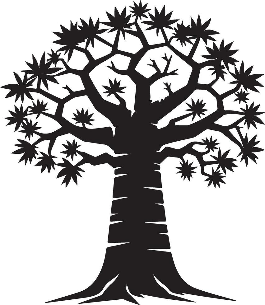 The black and white image of a tree with leaves vector