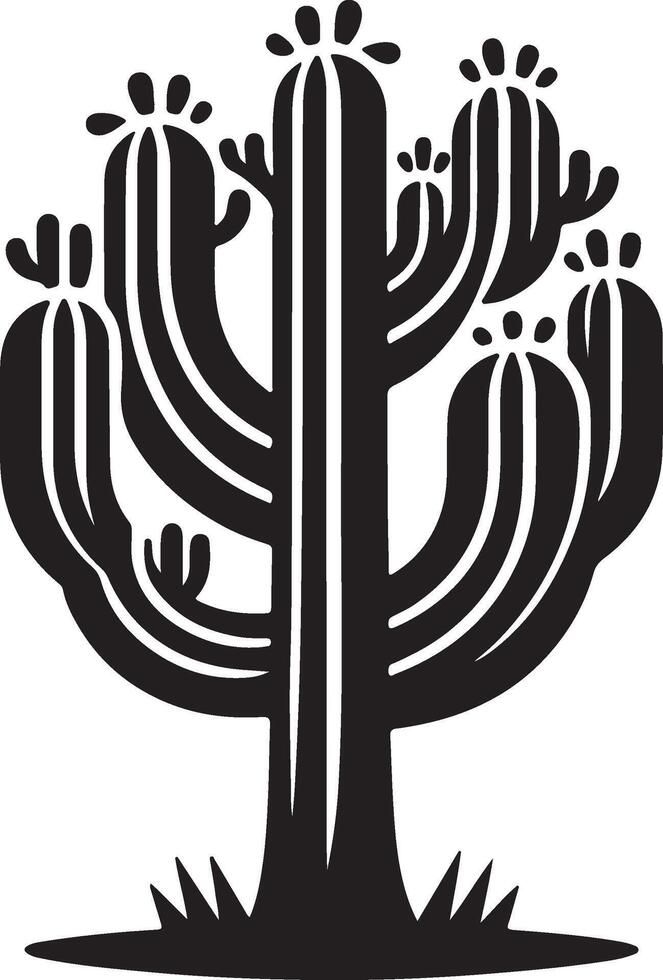a black and white illustration of a cactus tree vector