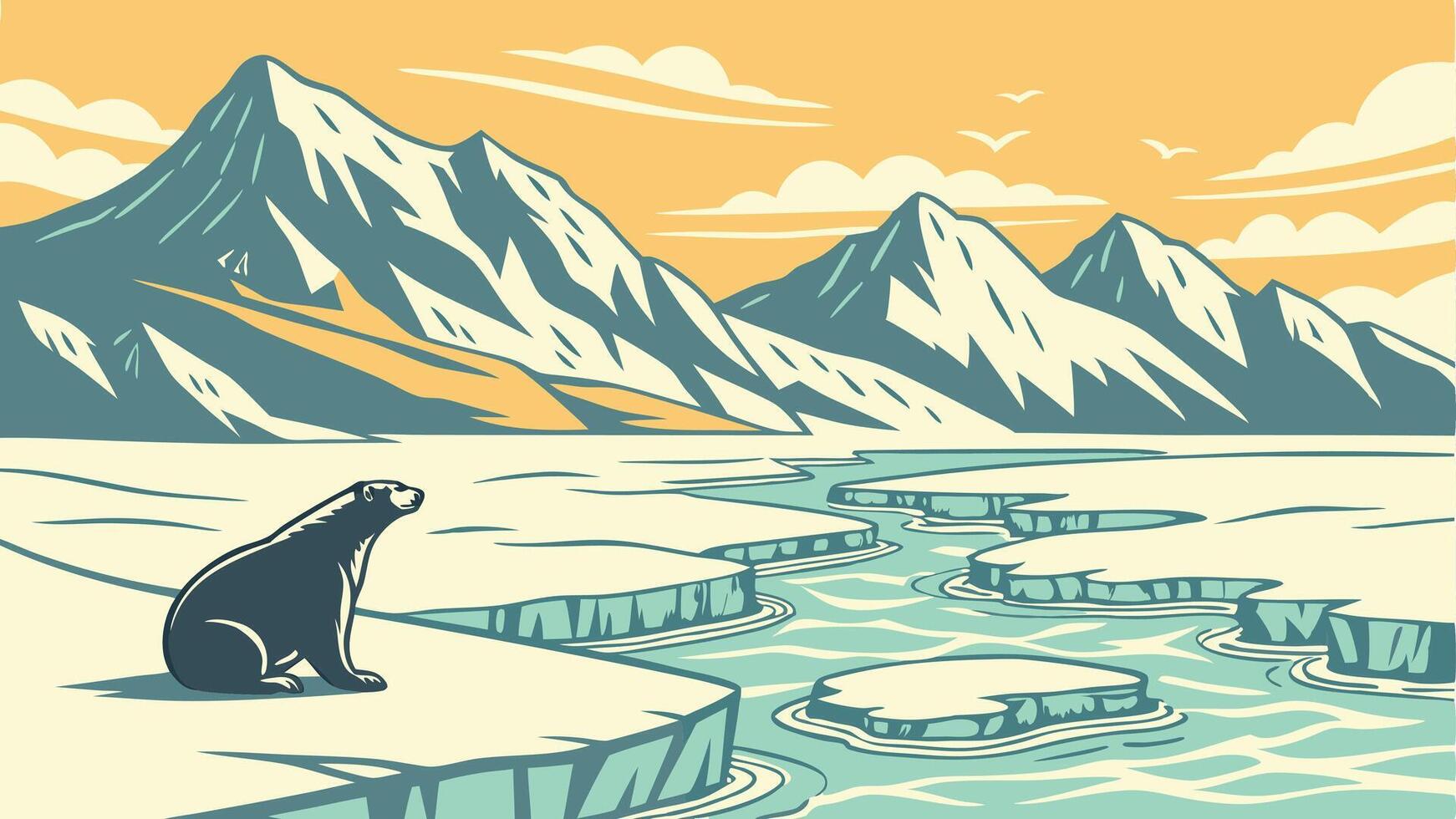 Arctic Wilderness - Icebergs, Northern Lights, and Polar Landscape vector