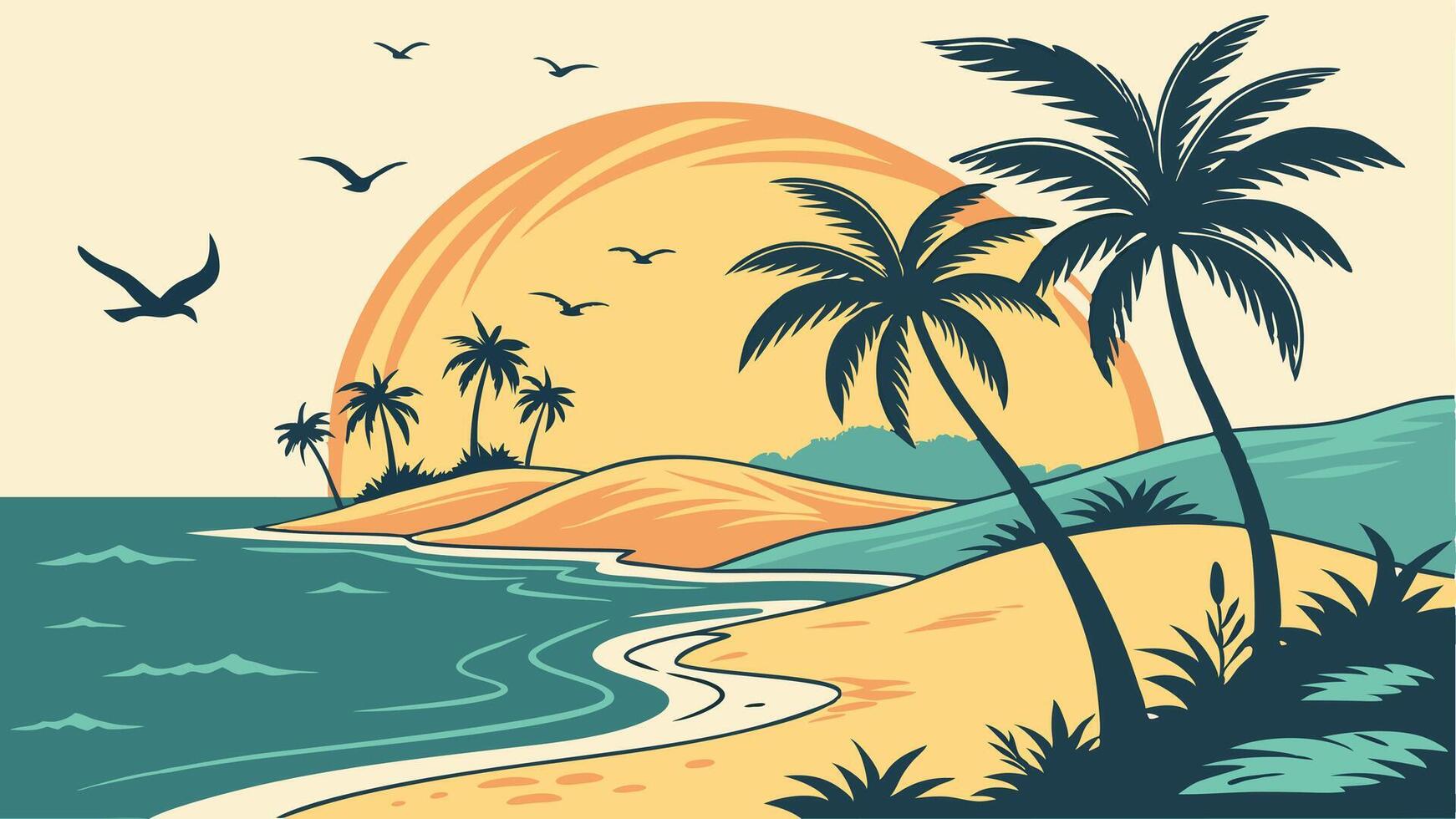 Romantic Autumn Lakeshore - Floating Orange Leaves, Serene Water, and Golden Trees vector