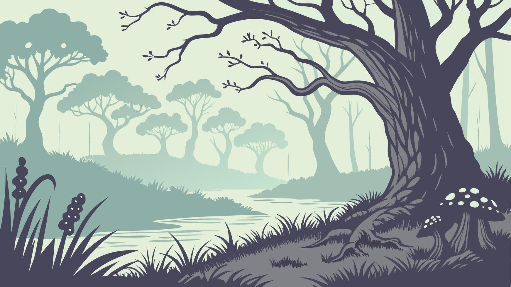 Vibrant Autumn Forest - Orange Leaves and Fall Season Scenery vector