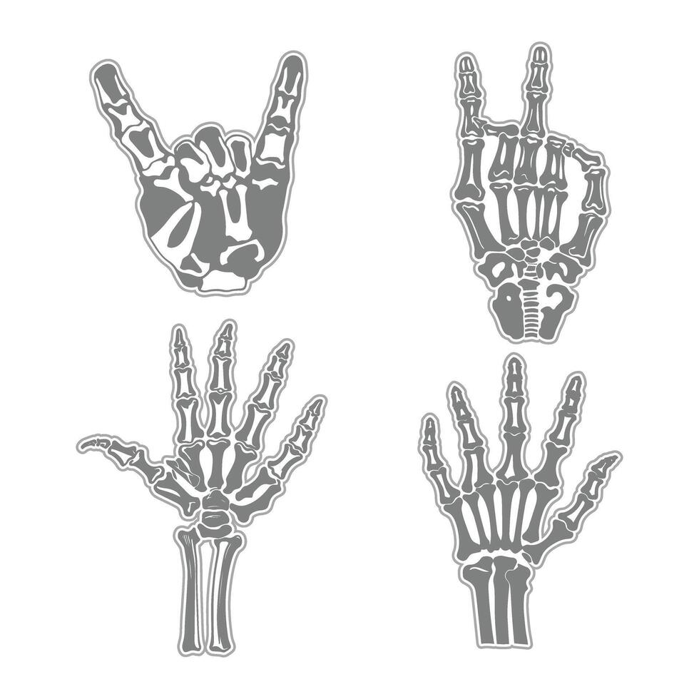 Collection of skeleton hand gestures set vector