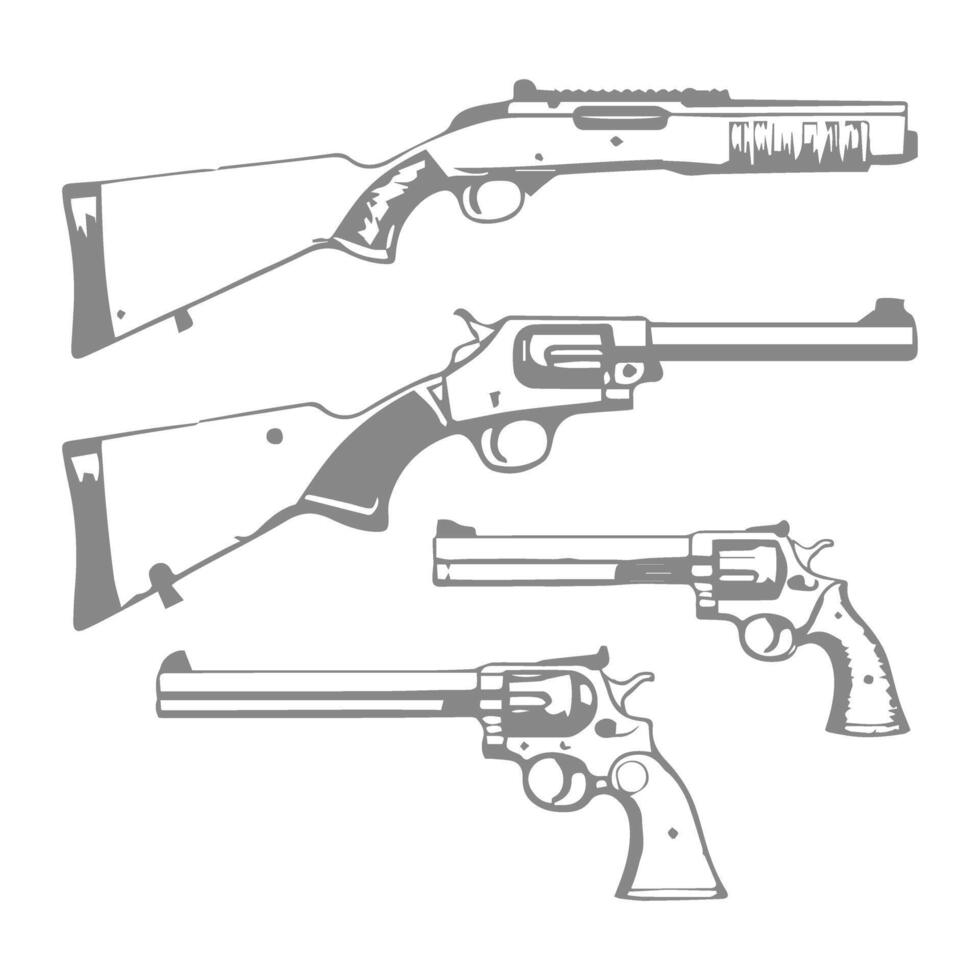 Firearms Collection Shotgun and Revolvers vector