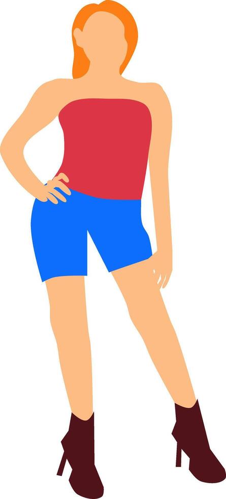Illustration of Girl Character with Red Tube Top vector