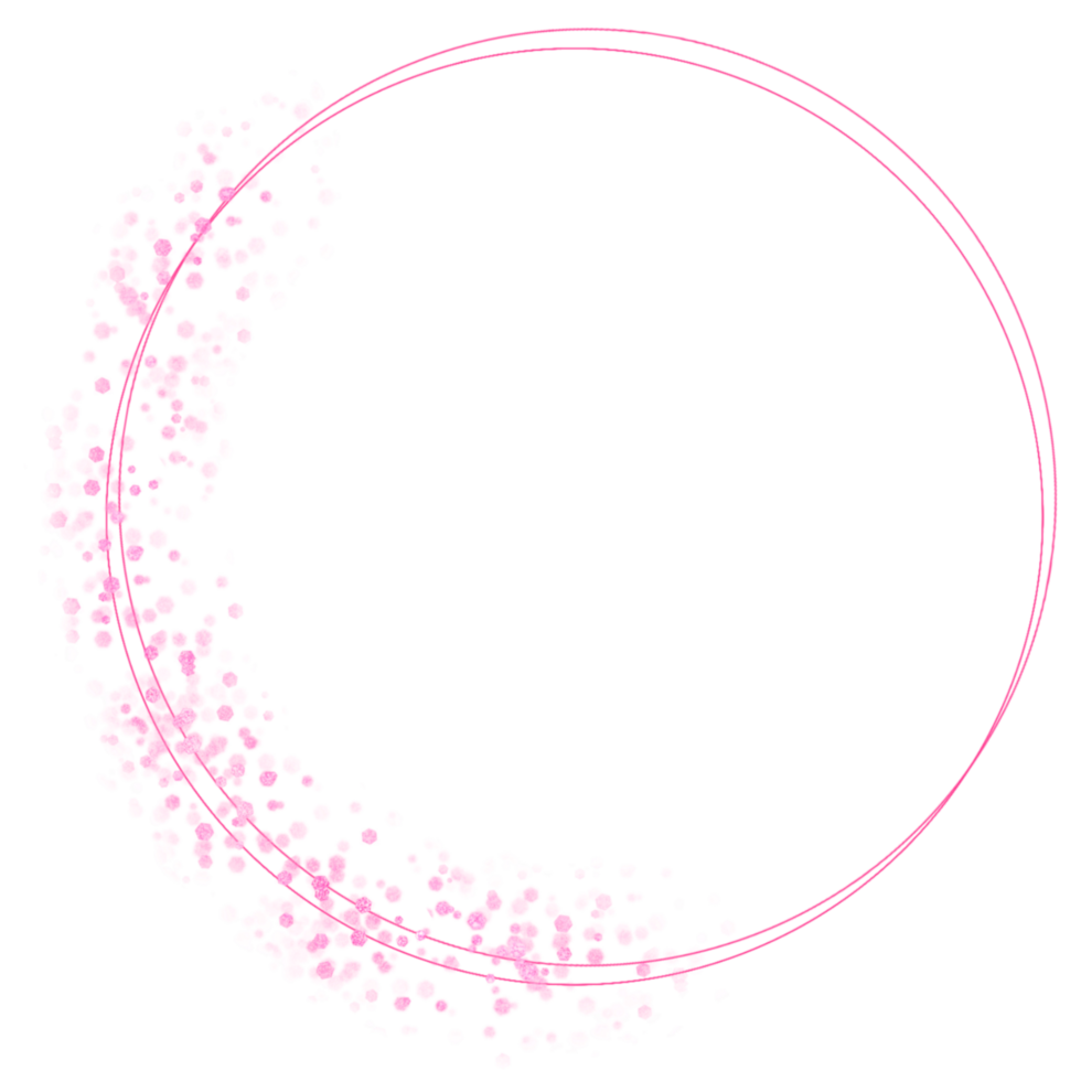 A pink circle frame with a pink confetti effect png