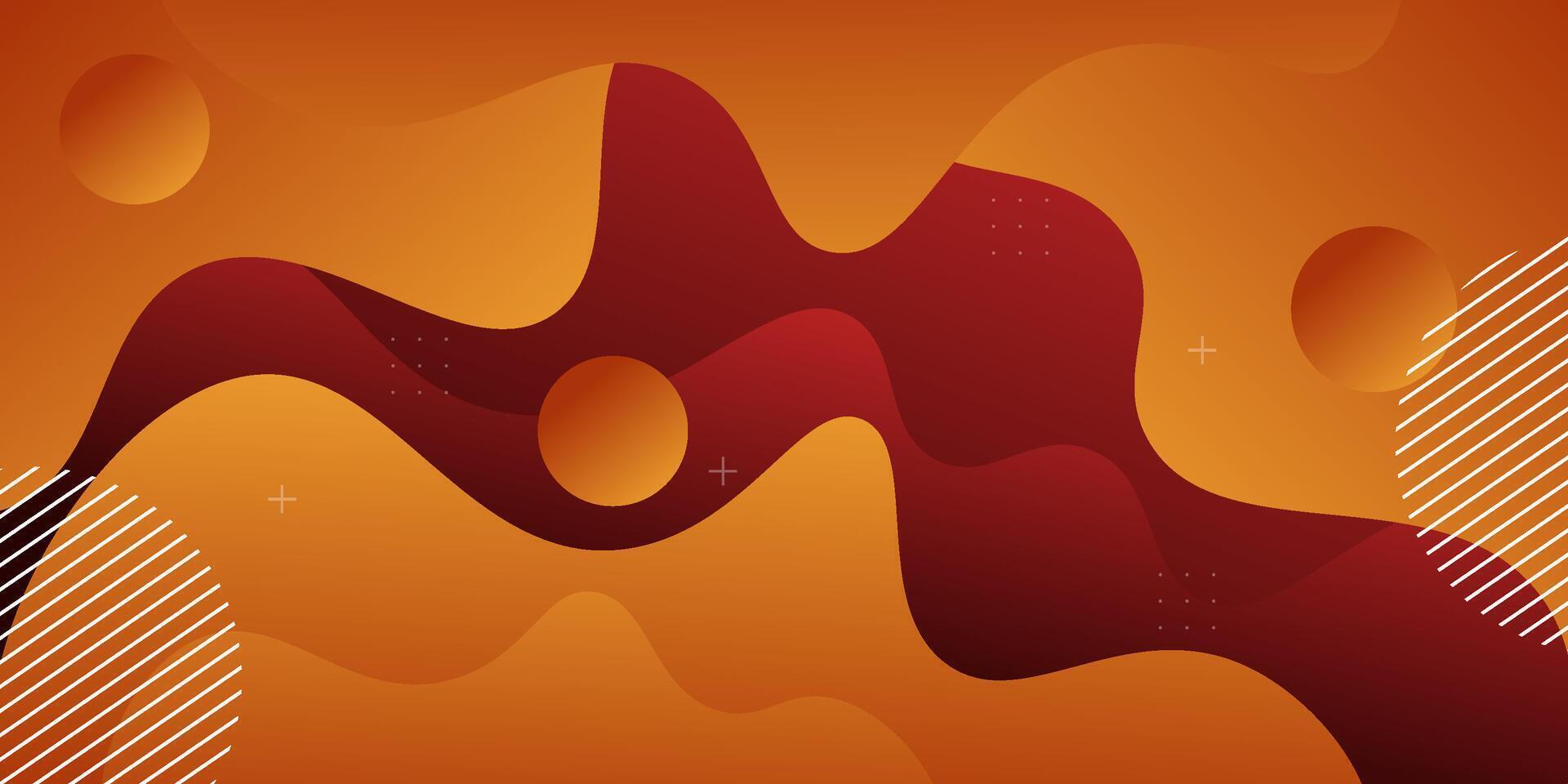 Colorful geometric wave background. Dark red elements with orange fluid gradient pattern. Dynamic shape composition. Eps10 vector