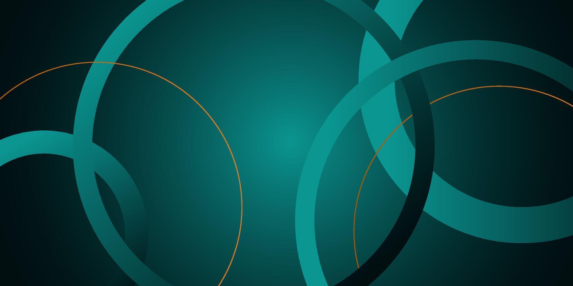 Abstract 3D background with green color. Circle pattern overlay shapes and gold lines. Cool design. Eps10 vector