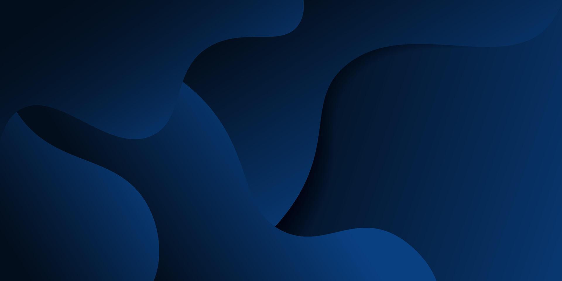 Dark blue abstract background with paper cut with liquid black gradient color in the background. Geometric wavy shape pattern. Eps10 vector