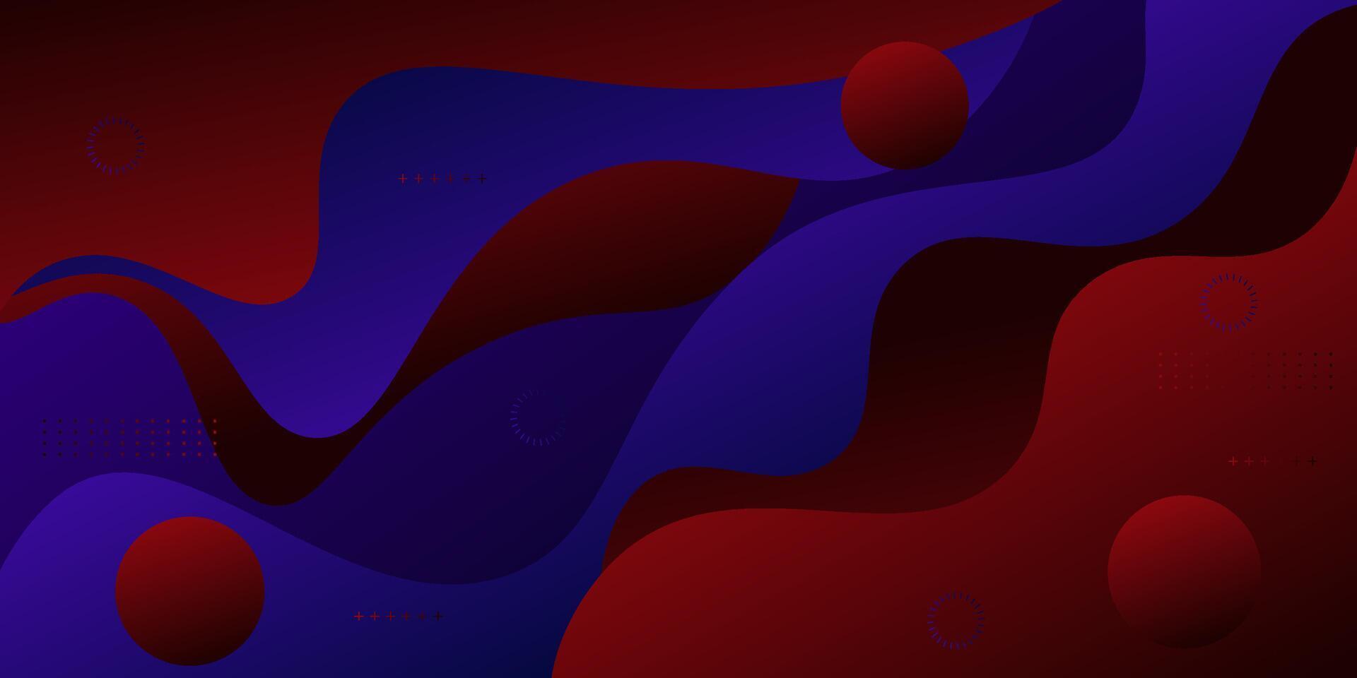 Red and blue geometric business banner design. Creative banner design with wave and circle shape as template. Simple design on dark horizontal banner. vector