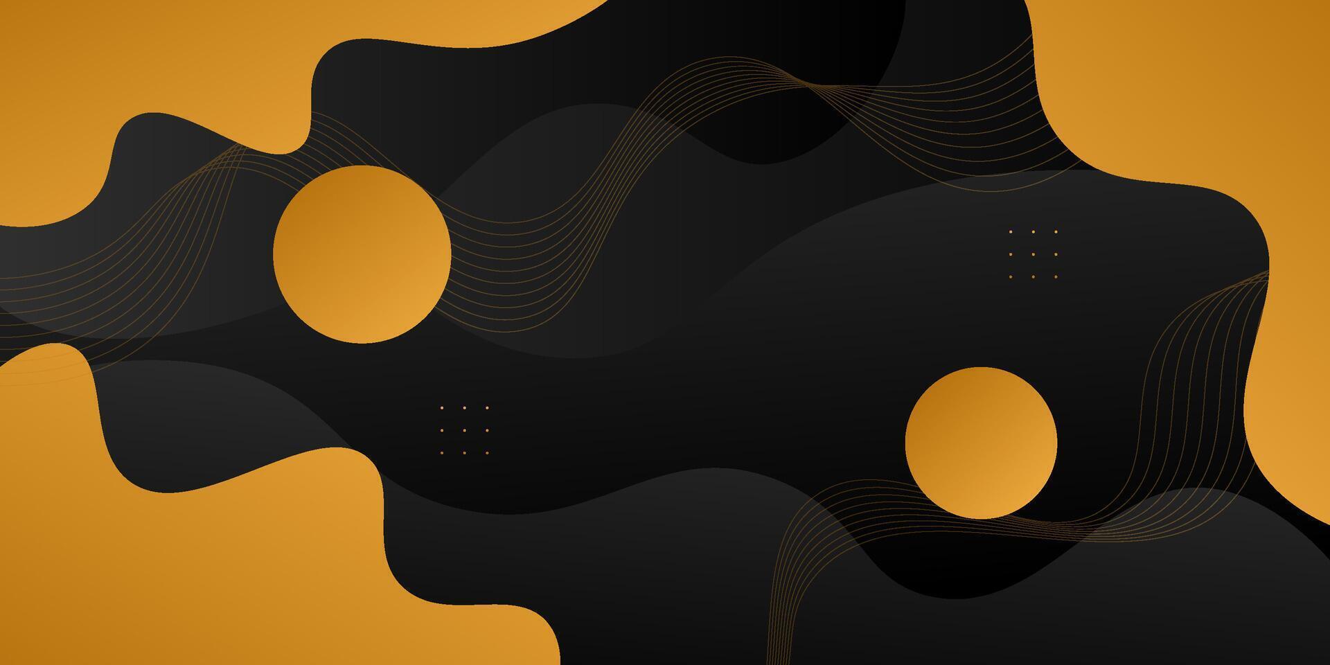Abstract orange wave liquid color on black background. Simple 3D banner design background. Eps10 vector