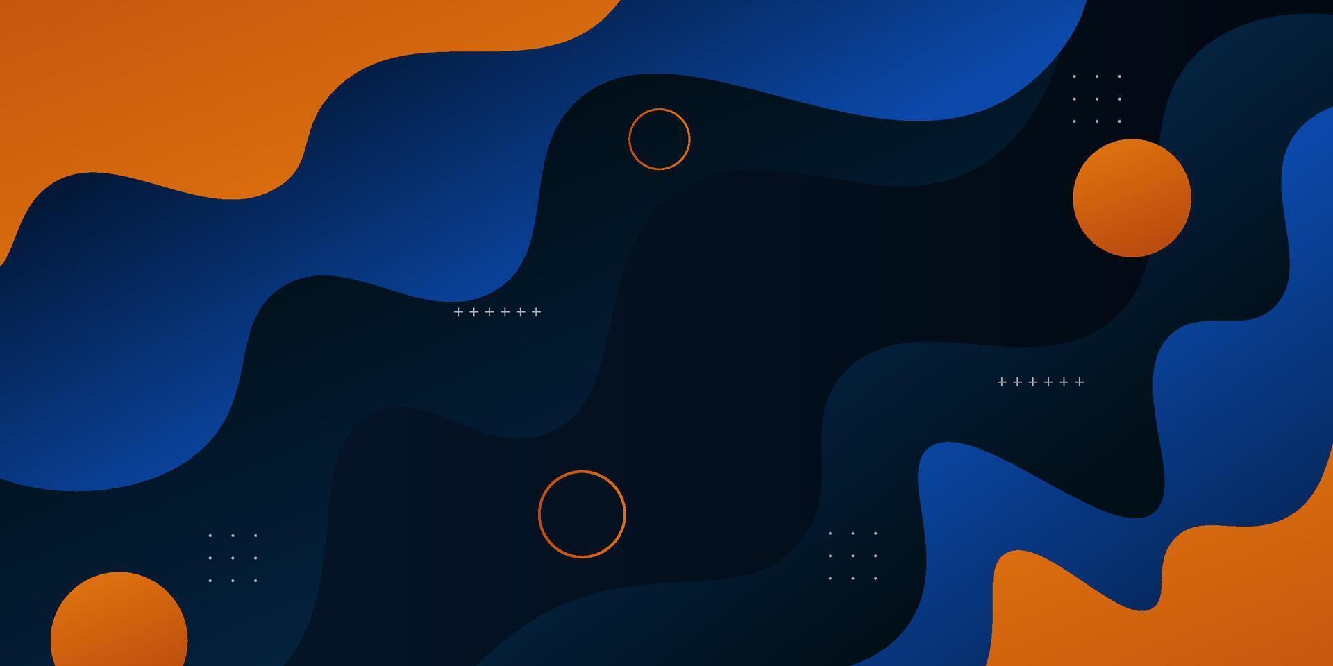 Modern blue and orange gradient fluid shapes on colorful background. Liquid style abstract composition. Eps10 vector