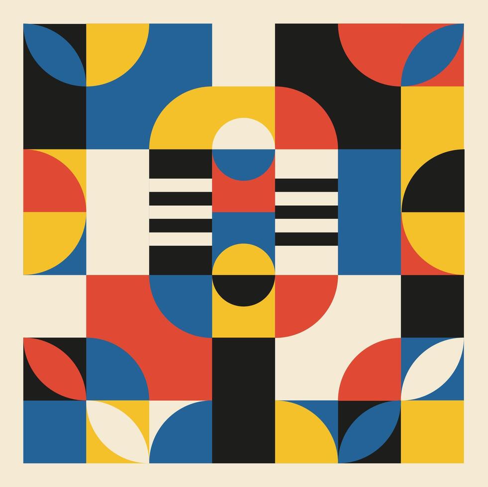 Bauhaus Geometric Abstract Background Pattern with Microphone Shape vector