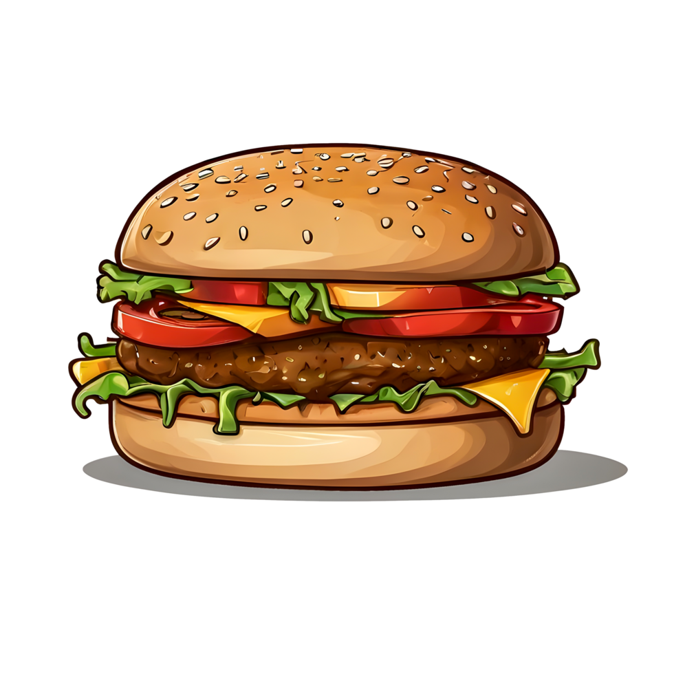Tasty hamburger with cheese and lettuce on it png