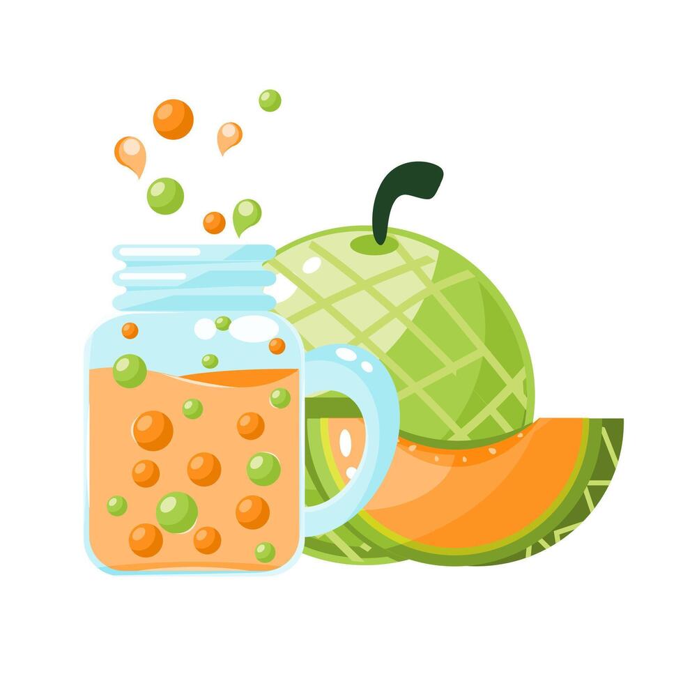 Fresh summer drink, summer fruits soup , juicy summer fruits vector