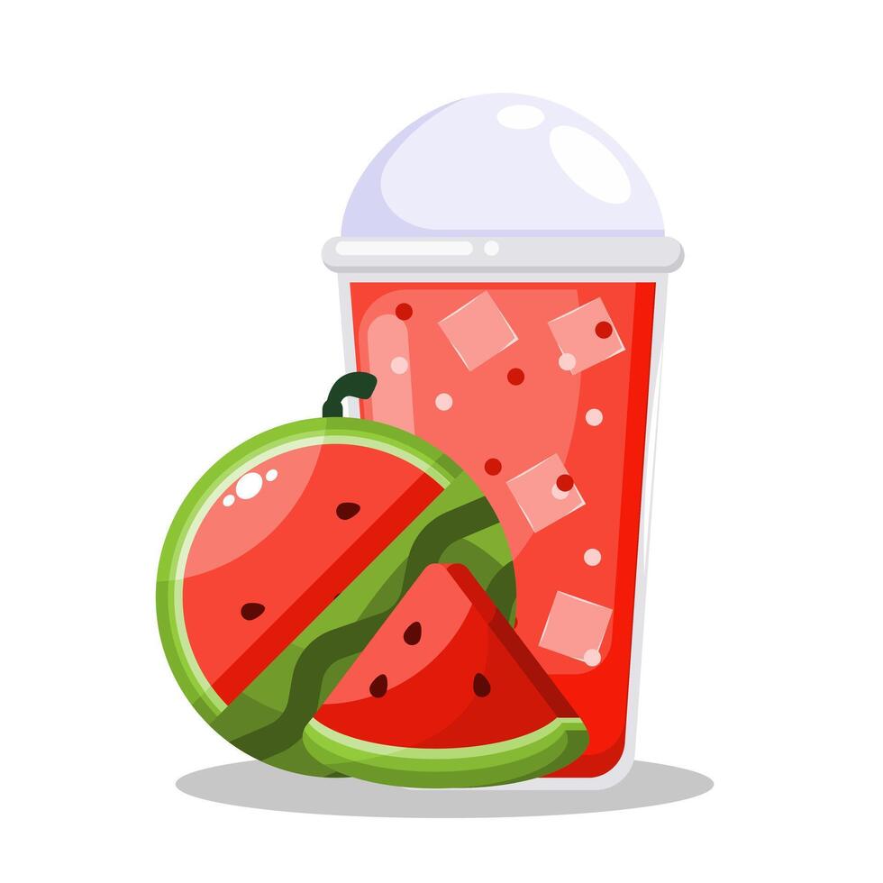 Illustration summer fruit, fresh tropical fruits, delicious summer fruits, fresh watermelon juice vector