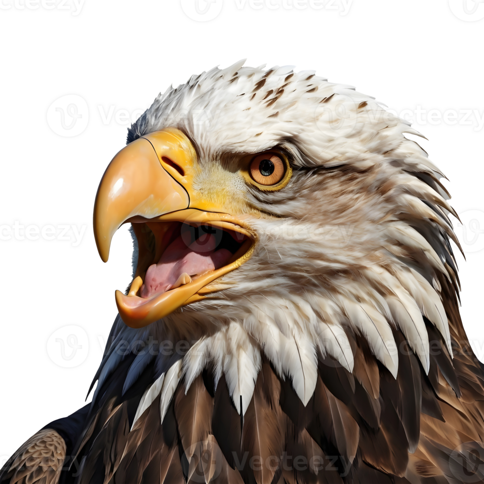Eagle with its mouth open on a transparent background png