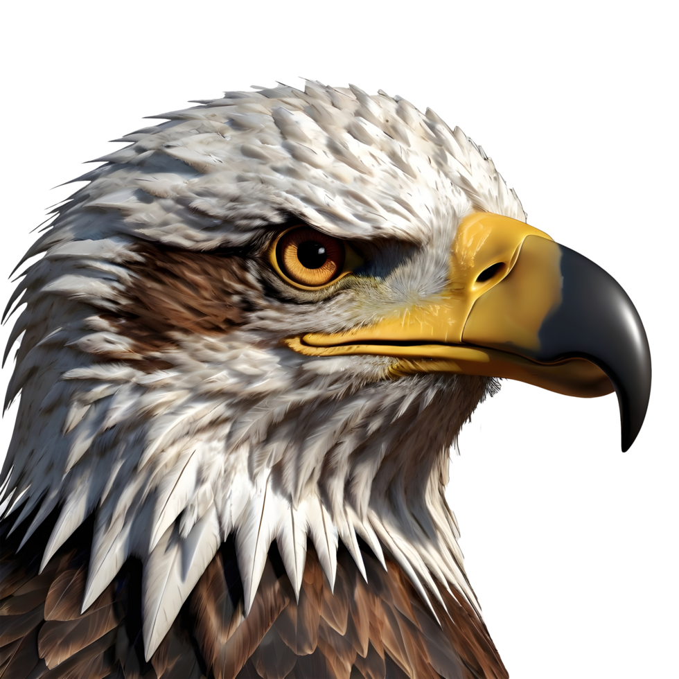 Eagle with a large beak and yellow eyes on a transparent background png