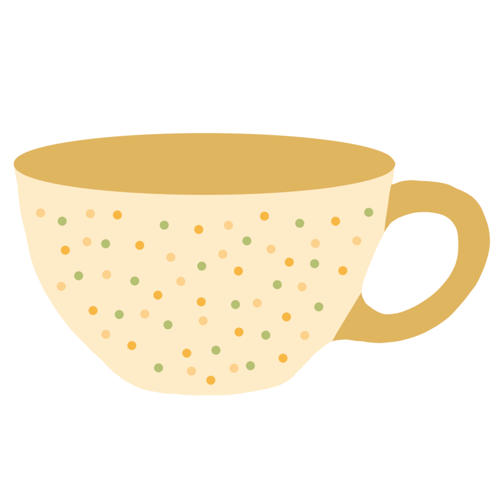 Warm Polka Dot Tea Cup cozy and Minimalist Design png
