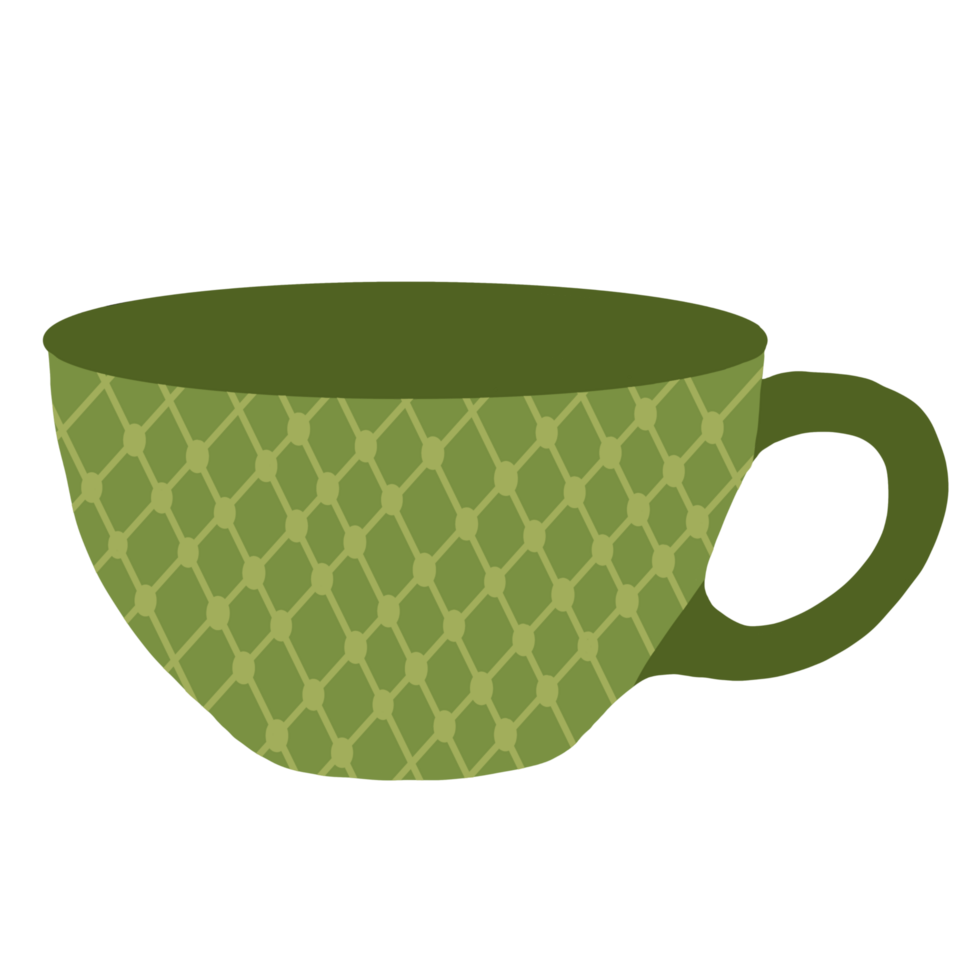 Elegant Green Lattice Tea Cup Classic and Timeless Charm png