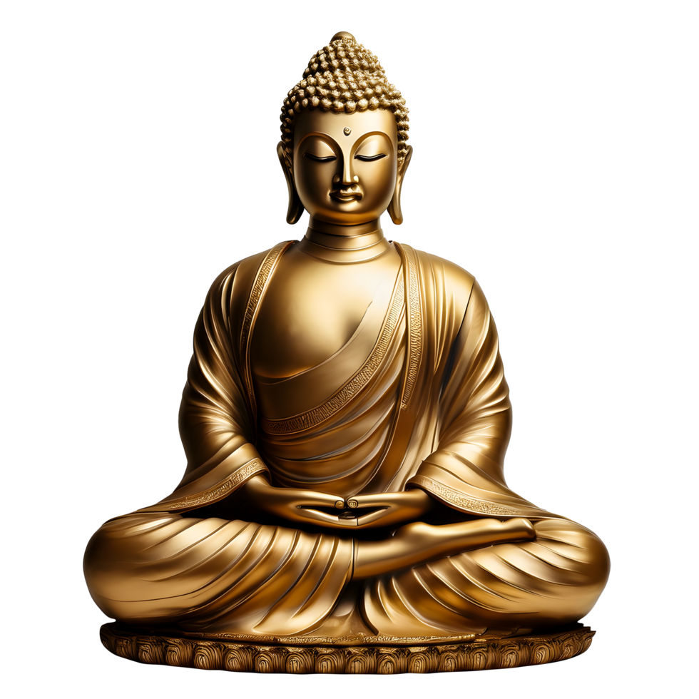 Golden buddha statue on transparent background png