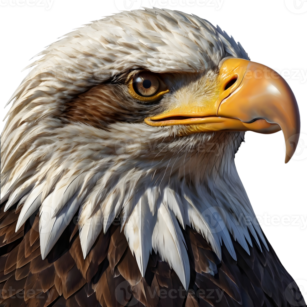 An eagle head with a long beak and a white beak png