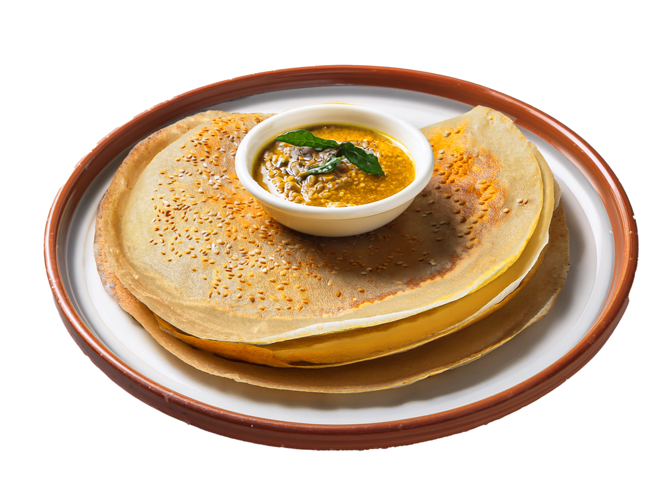 Indian Plain dosa with chutney png