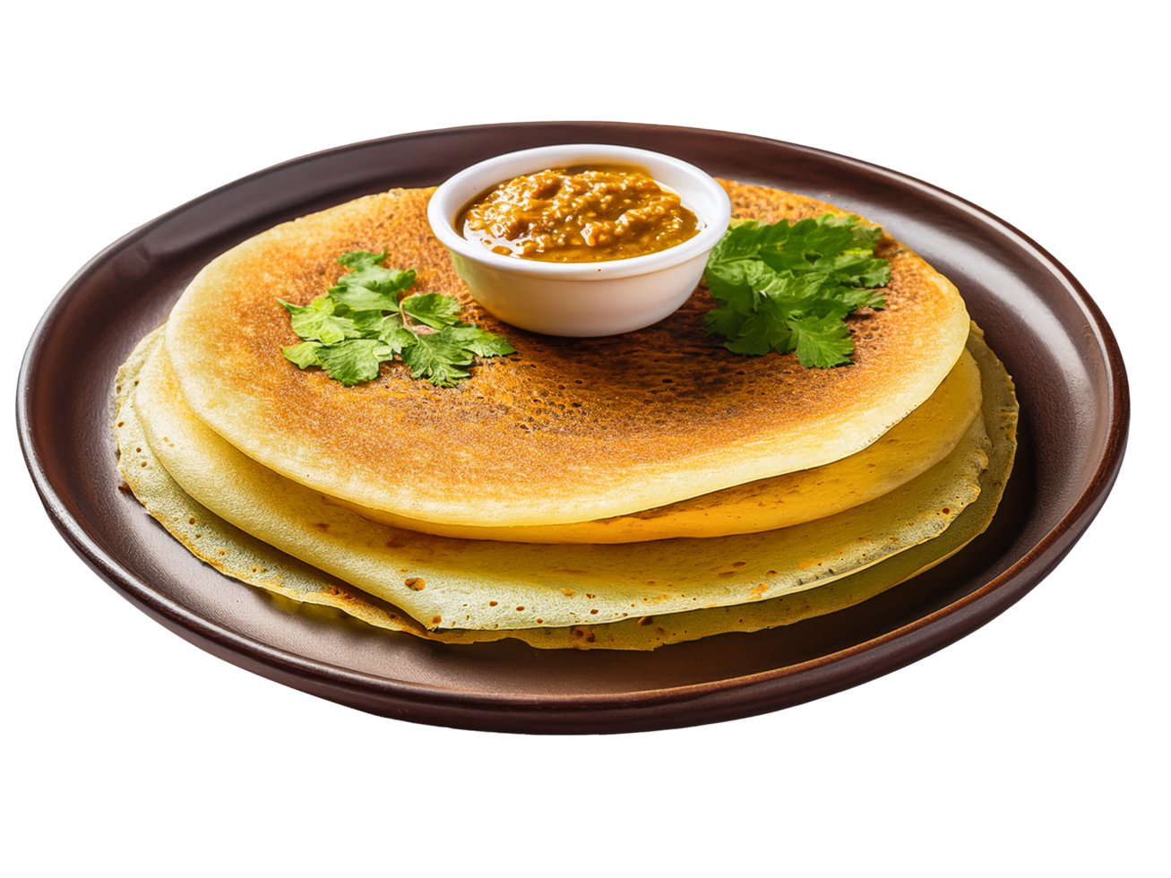 Indian Crispy Dosa and herbs on a plate png
