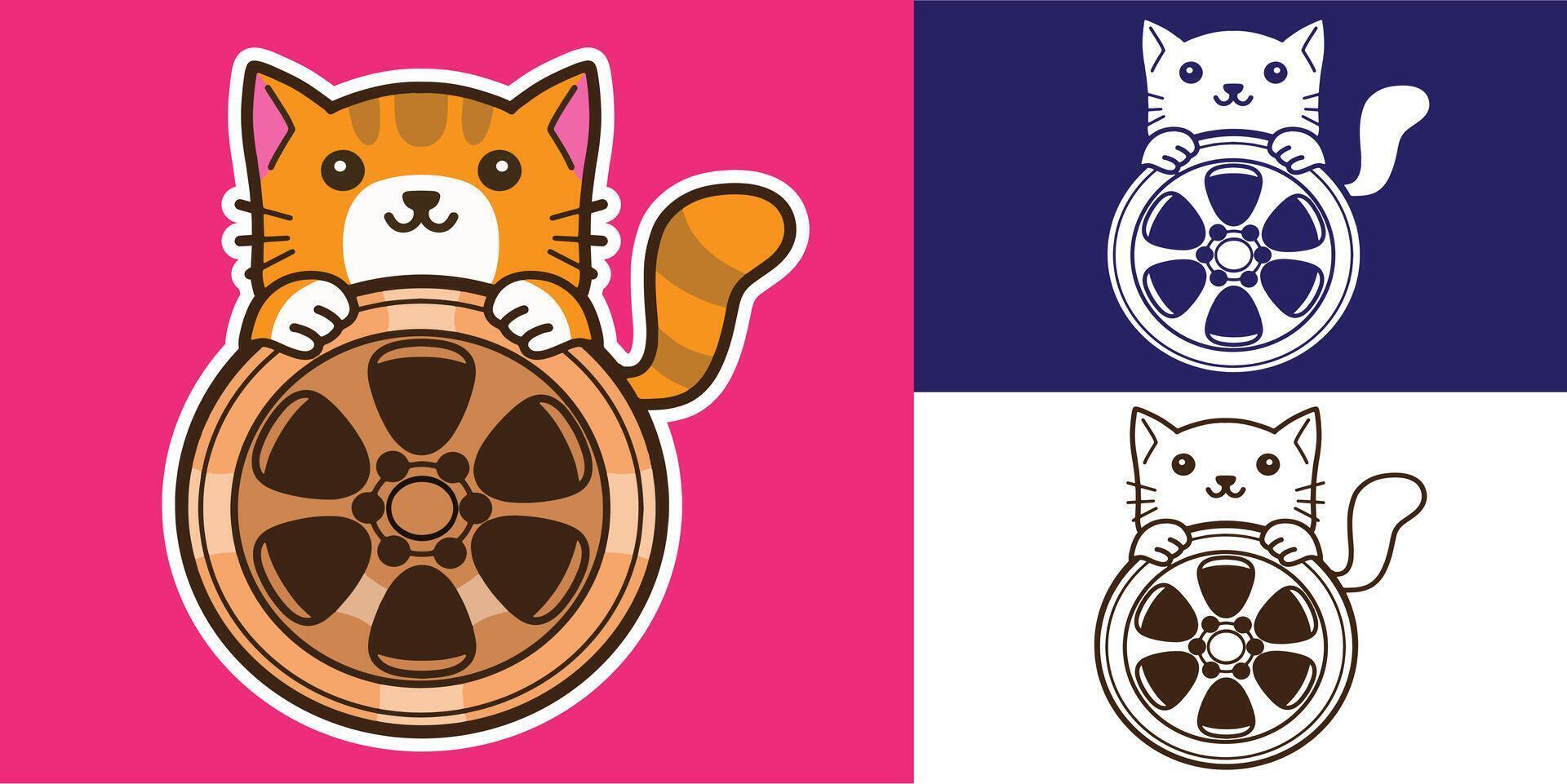cat with rim good for logo, sticker, badge, element design, etc vector