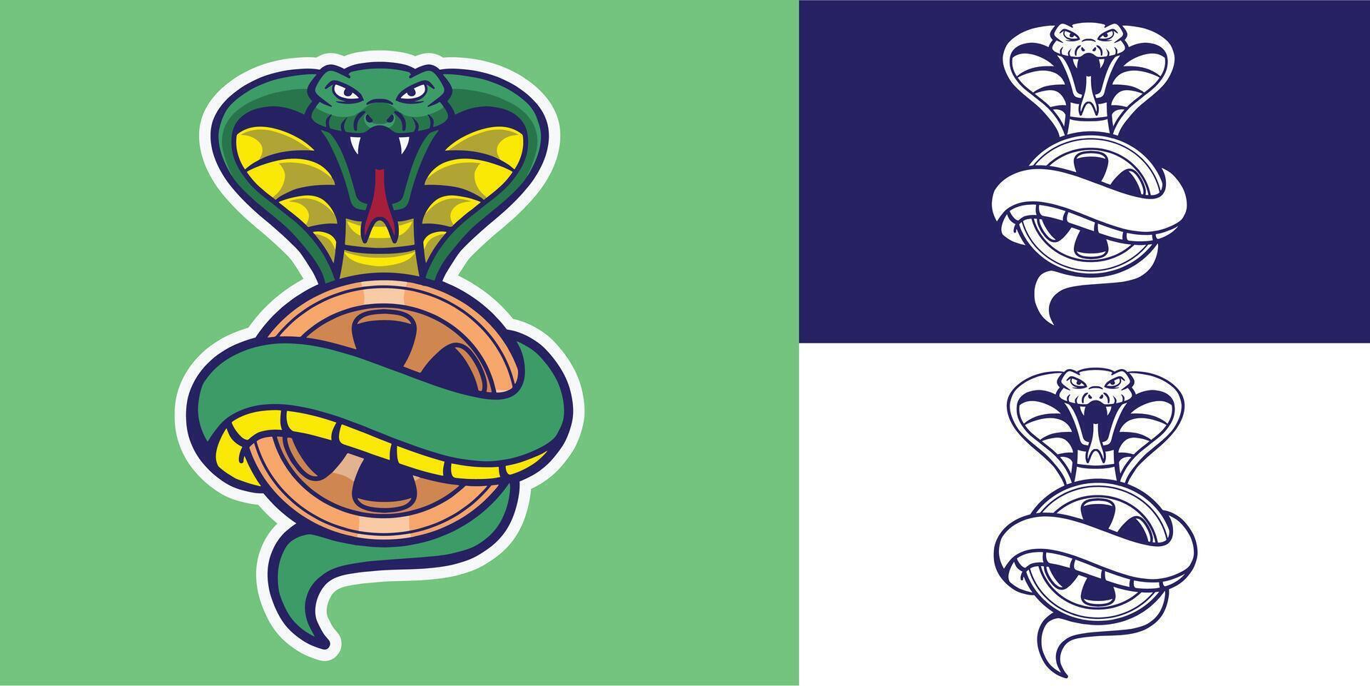 mascot snake with rim good for logo, race logo, garage logo, sticker, etc vector