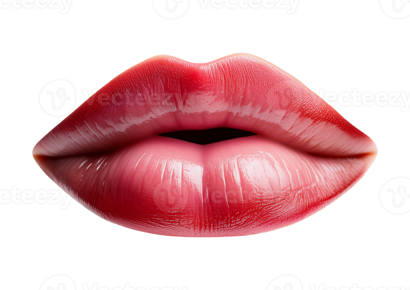 Close-up of luscious red lips with a hint of gloss png