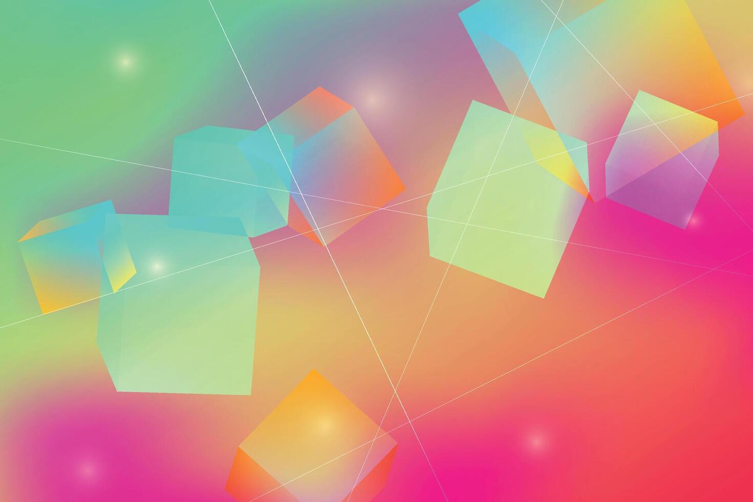 Transparency cube background with lines and lights. vector