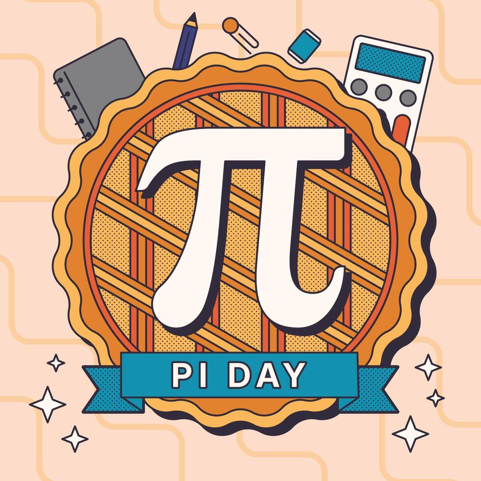 The pi day logo with a pie and a pencil vector