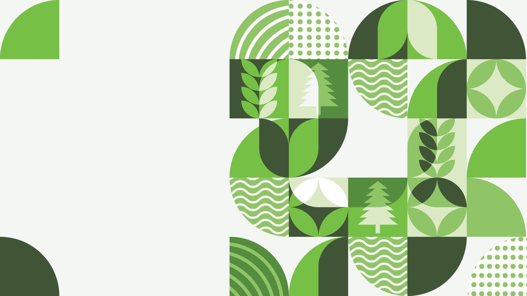 Modern Geometric Background. Green Background With Environmental Theme. Simple Green Background With Plant Concept vector