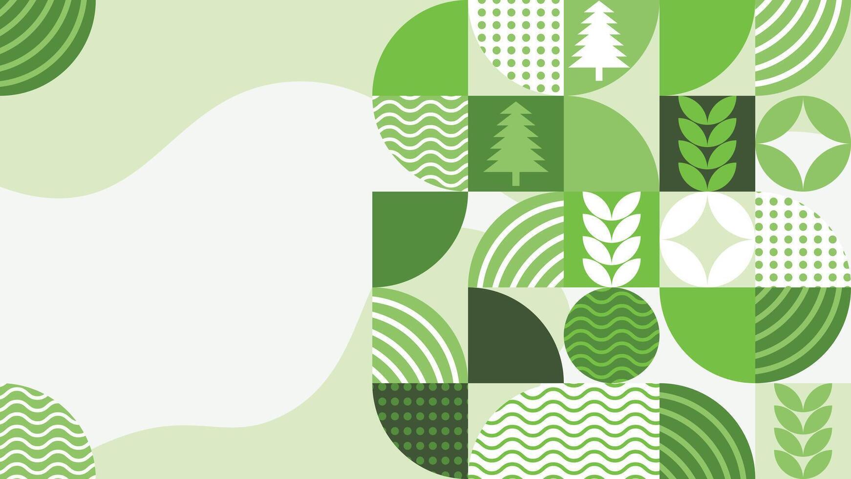 Minimalist Geometric Background. Green Background With Environmental Theme. Modern Green Background With Plant Concept vector
