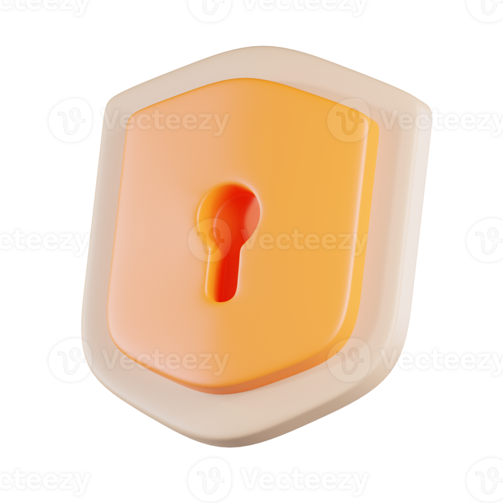 Shield with Keyhole 3D Icon png