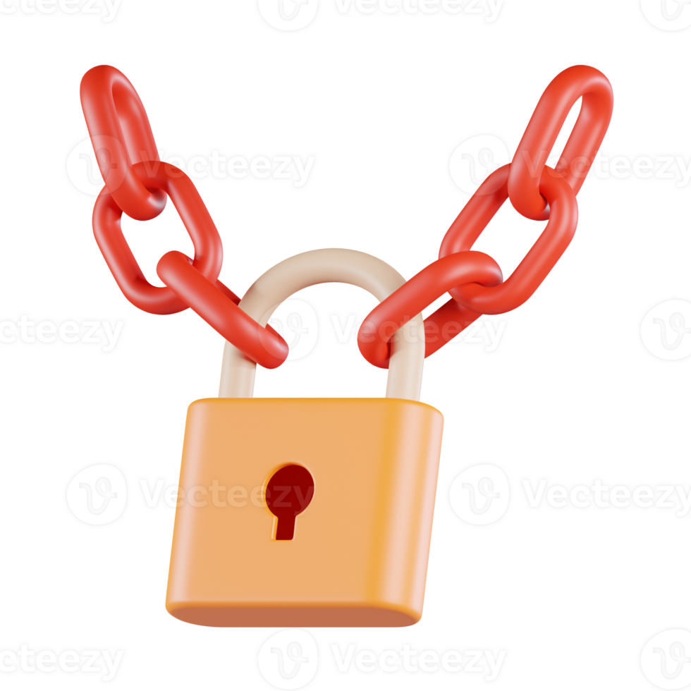 Padlock with Chain 3D Icon png