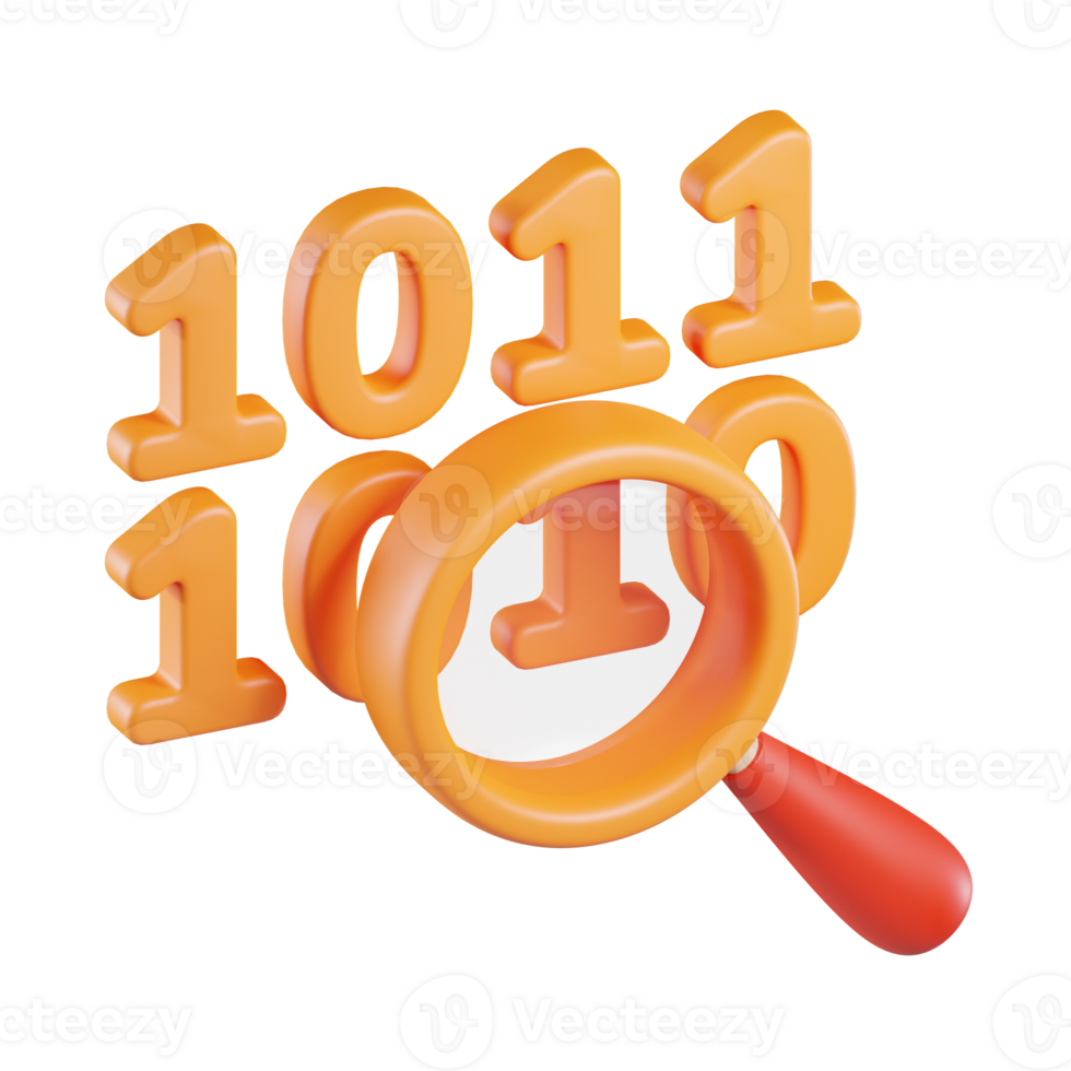 Binary Code Search 3D Icon png