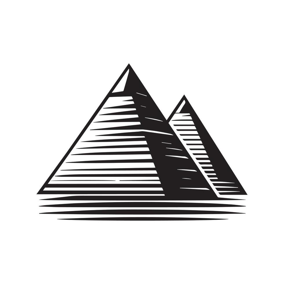 Pyramid Silhouette Against a Gorgeous Sunset Background Illustration vector