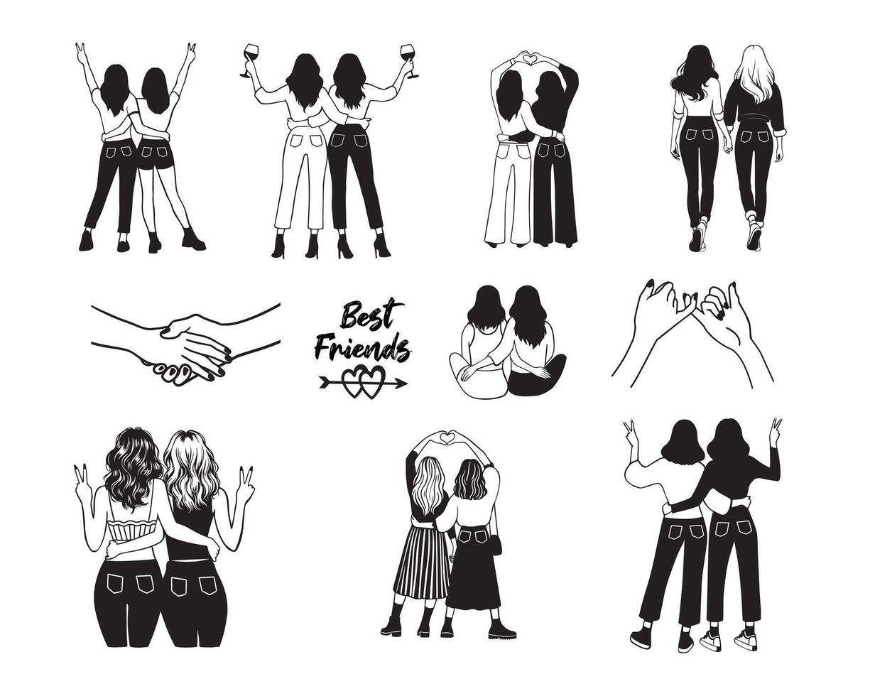 Best Friend illustrated Collection pack vector