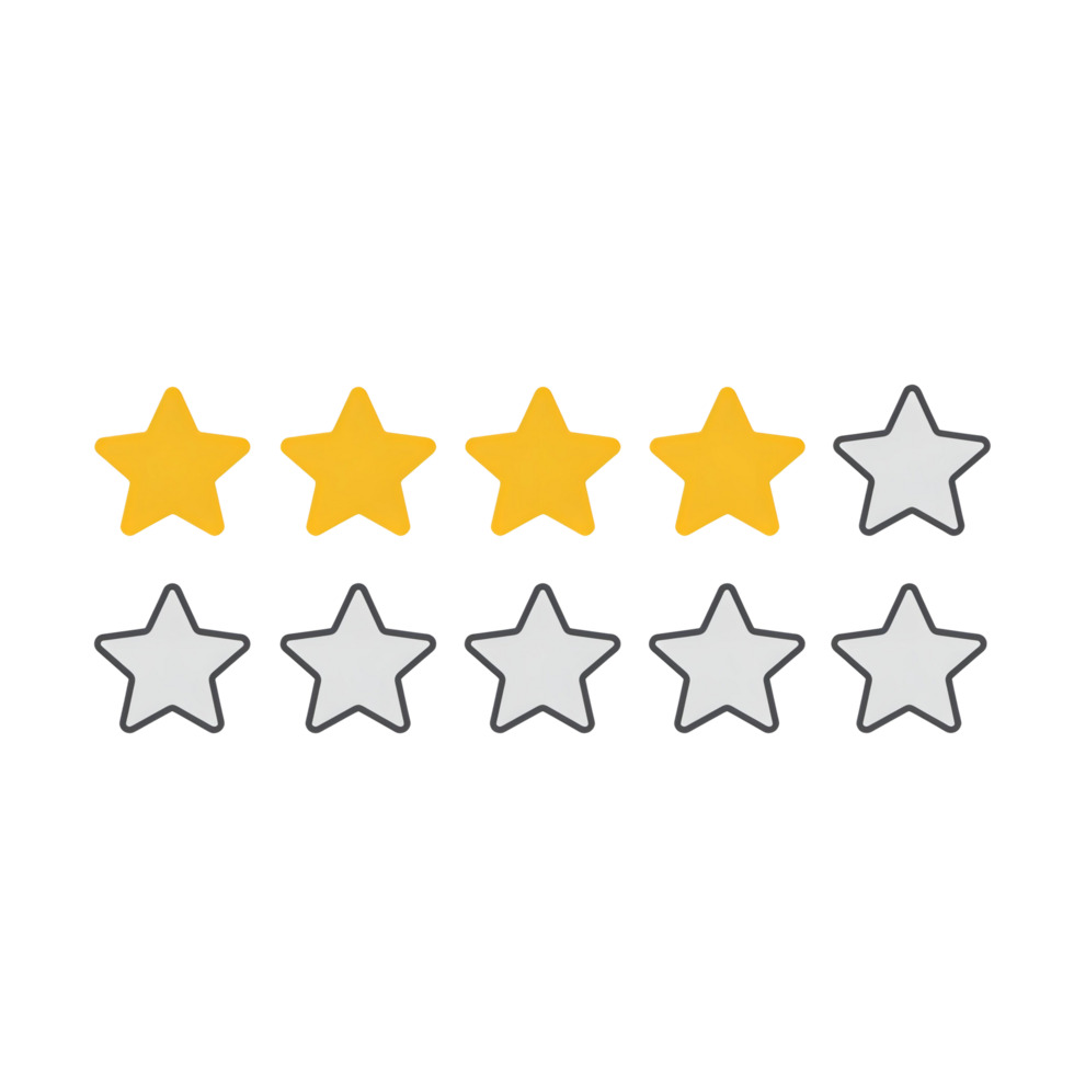 Golden Stars with Grayscale Mixed Review Illustration png