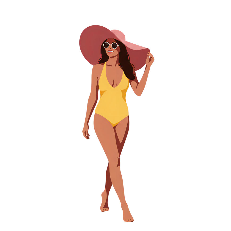 Beach Scene Woman Relaxing with Lifesaver png