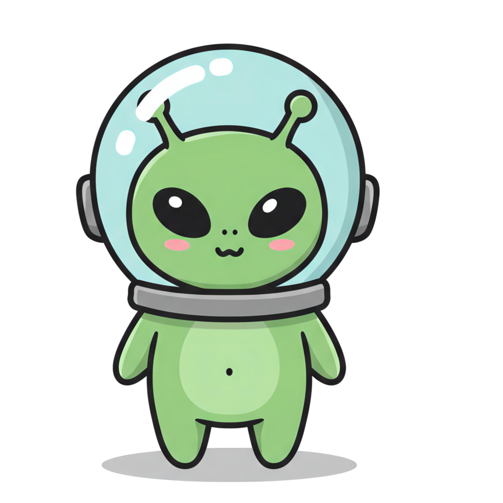 Adorable Green Alien Character Design png