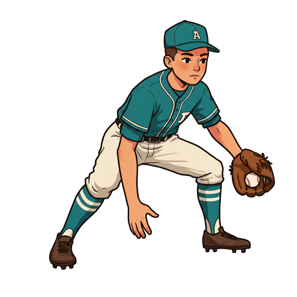 Baseball Batter in Action Cartoon Style png