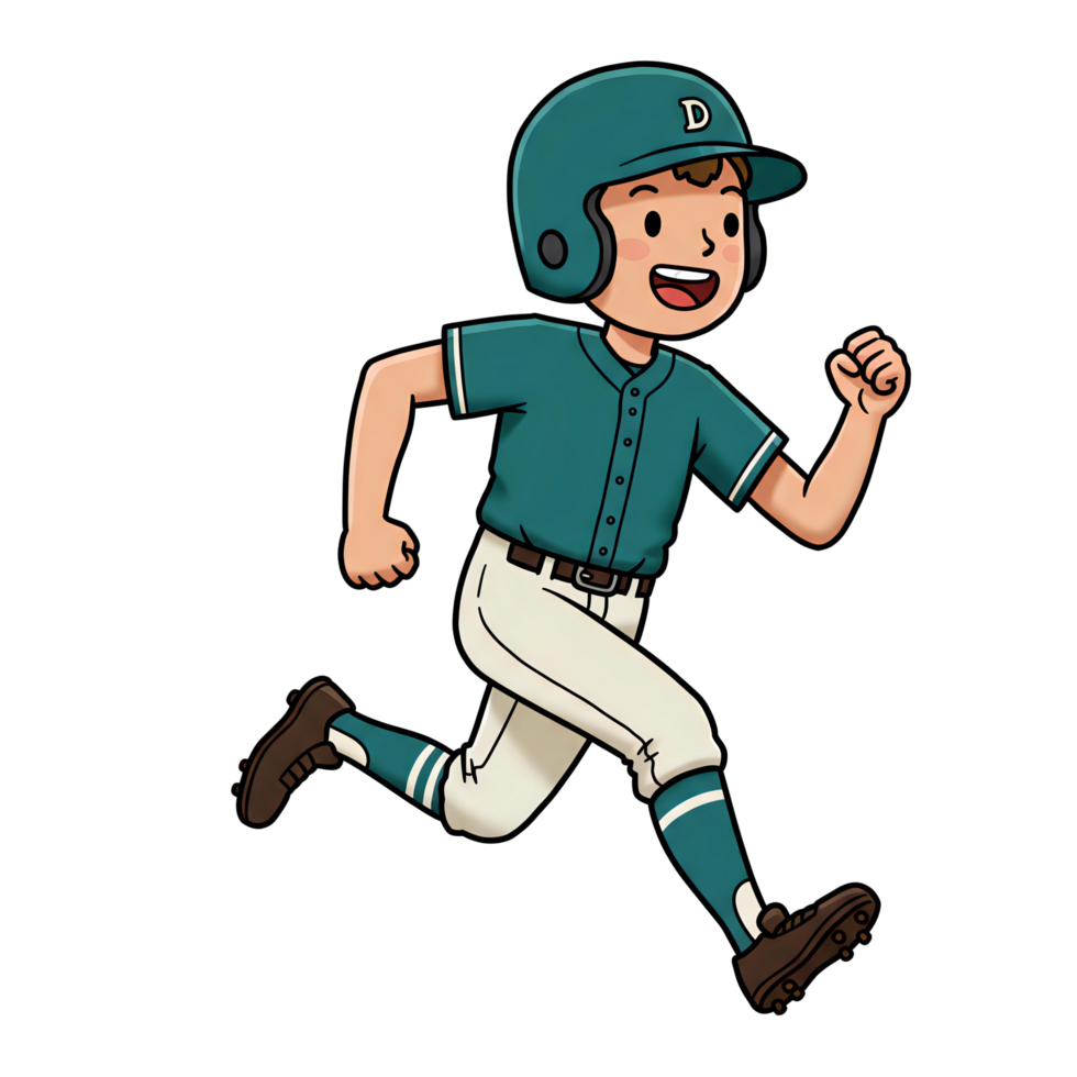 Athletic Pose Cartoon Baseball Player png