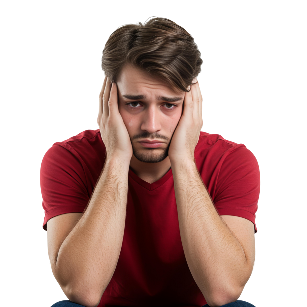 Worried Man Expressing Deep Thoughts and Emotions png