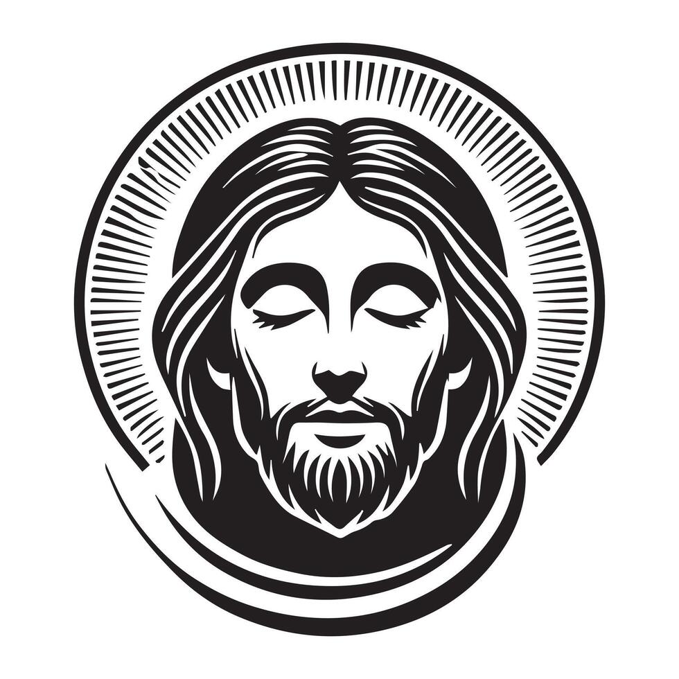 Jesus Christ Face Clipart Illustration, Jesus Head Logo Design vector