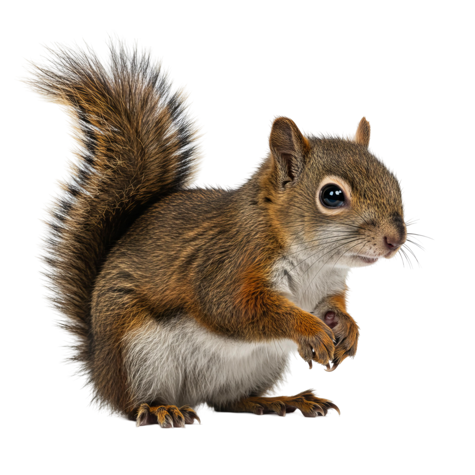 Adorable Squirrel with Bushy Tail Looking Alert png